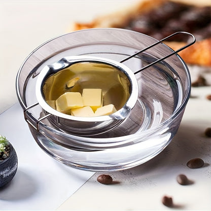 1 piece of a double boiler pot that can be used as a chocolate melting pot or butter warmer. Perfect for oil heating, wax melting and other cooking needs. A versatile kitchen utensil and gadget to add to your collection of kitchen accessories.