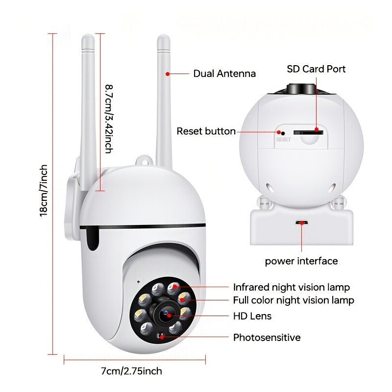 Zhxinsd 3MP HD Security Camera offers wireless 2.4G WiFi connectivity for both indoor and outdoor surveillance. Features include motion detection, two-way audio, USB powered design, and remote access via the Eseecloud App for Home Security. Ideal for