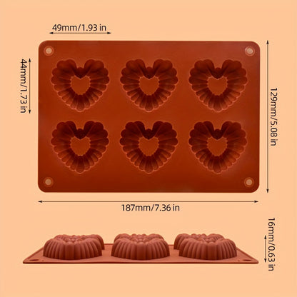 1 piece of Chocolate Mold, 3D Silicone Mold with 6 Cavities for Cookies and Cakes. This Baking Tool is a must-have Kitchen Accessory.