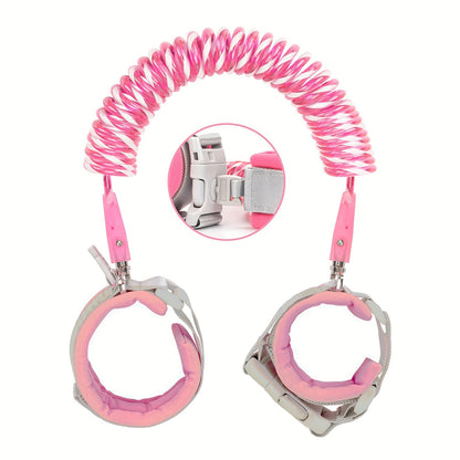 Youngsters Safety Leash: Reflective Anti-Lost Wrist Link with Key Lock & Whistle, Faux Leather, Perfect for Kids - Pink, Walking Safety Wristband Rope, Ideal Gift for Halloween, Thanksgiving, Christmas - 1pc