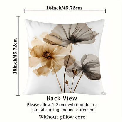 1 piece of elegant floral polyester throw pillow cover featuring a modern translucent flower design. This cushion case measures 45.72x45.72 cm and comes with an invisible zipper, making it perfect for home decor. Suitable for ages 14 and above.