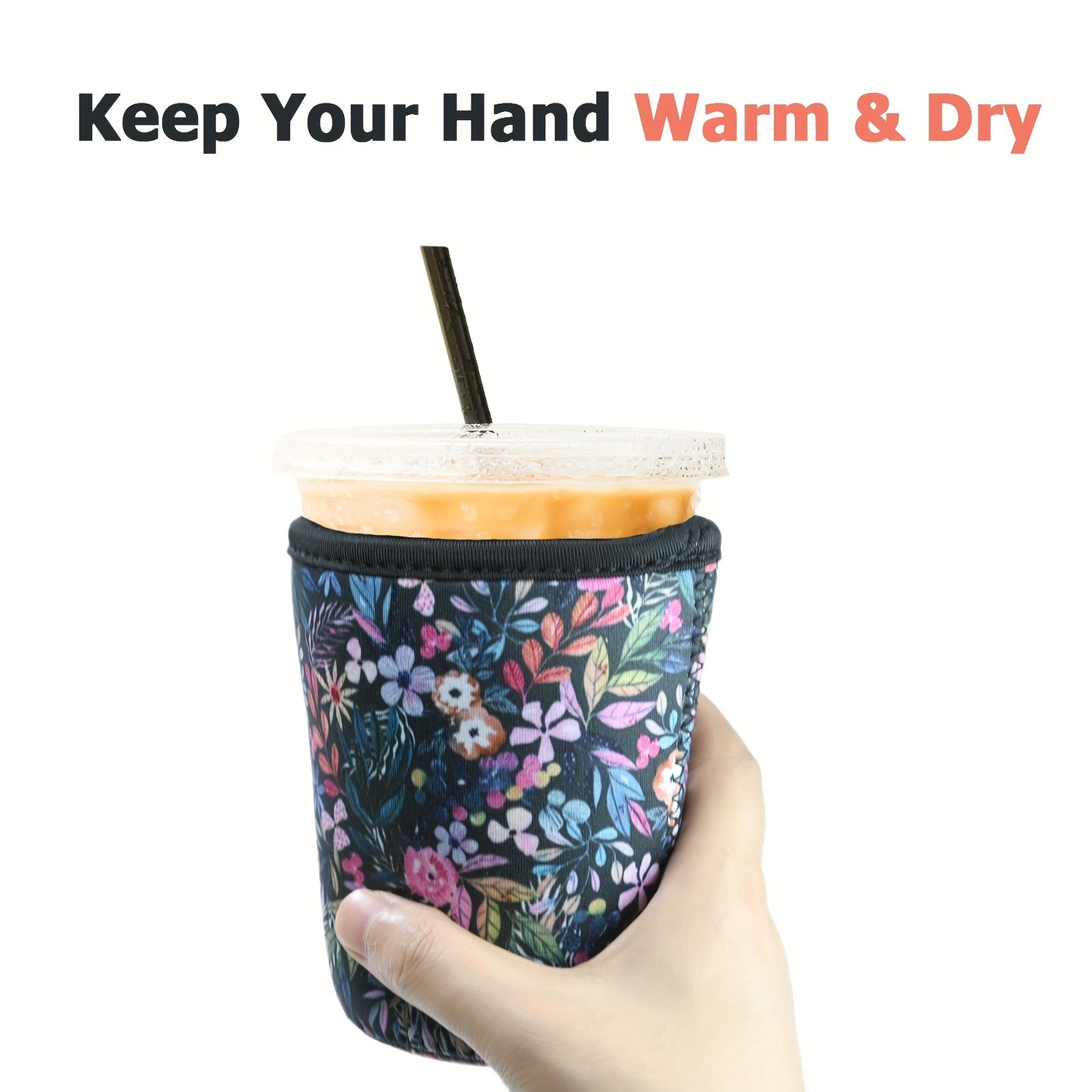 [Customer Favorite] Reusable Neoprene Sleeve for Iced Coffee & Cold Drinks - Keeps Beverages Insulated for Longer