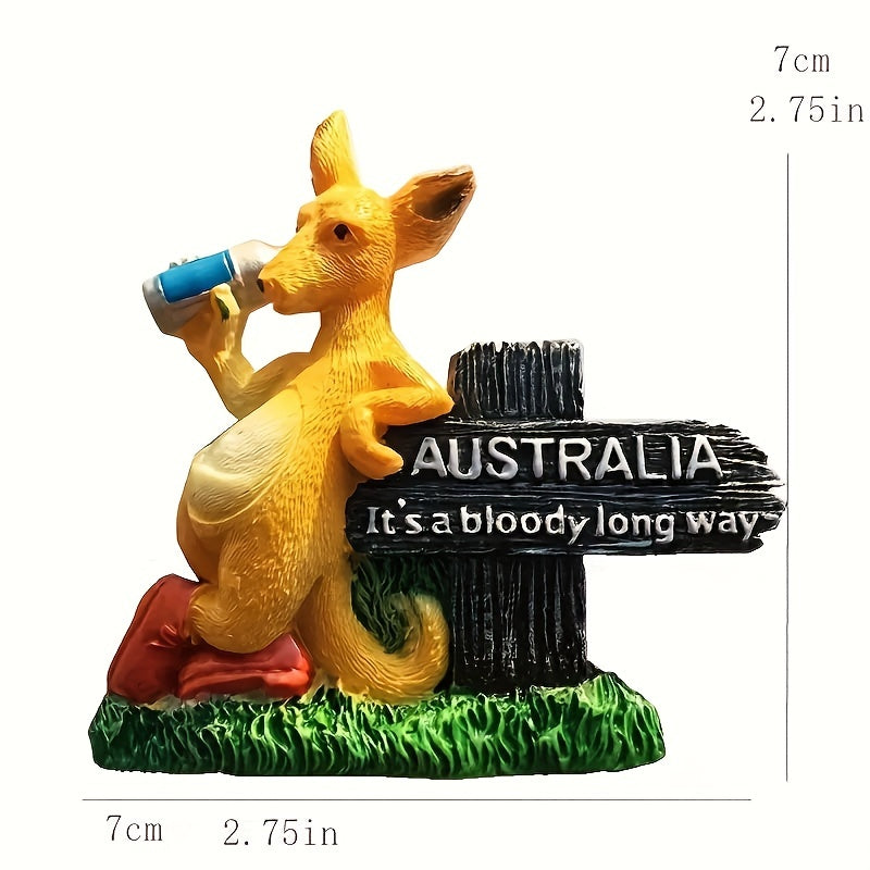 1 piece of Australian Creative Tourism Souvenir Fridge Magnets featuring a Kawaii Kangaroo design. These versatile magnets can be used on refrigerators, whiteboards or any metal surface to add a decorative touch to your office, kitchen or home. They are