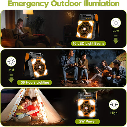 1 piece of a portable 10000mAh solar fan with LED lantern, perfect for camping, picnics, barbecues, fishing, and travel. Comes with a solar panel for outdoor charging and operates quietly on battery power.