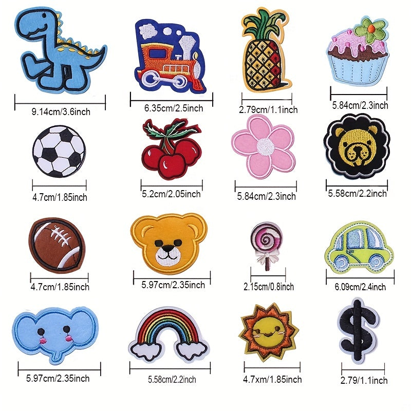 [Bestseller] Set of 70 Cartoon Embroidered Iron-On Patches - Variety of Adorable Appliques for Customizing Clothing, Denim, Bags, and Hats, Assorted Designs, Perfect for Sewing Projects