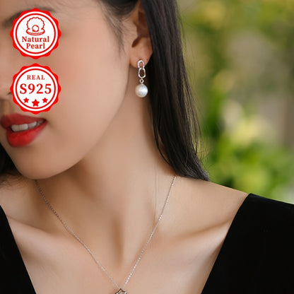 [Elegant Gift Box] [Essential Gift] Stylish Dangling Pearl Earrings for Women, Made with S925 Silver and 10-11mm Round Natural Freshwater Pearls by Cuiwei. [Note: Natural pearls may vary in shape and color, pattern colors and positions are random]