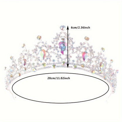 [Top Pick] Stunning Crystal Tiara Crown for Women and Girls - Beautiful Multi-Colored Gemstone Headband, Made with Zinc Alloy, Perfect for Bridal, Wedding, Prom, Pageant, and Gothic Costume Events