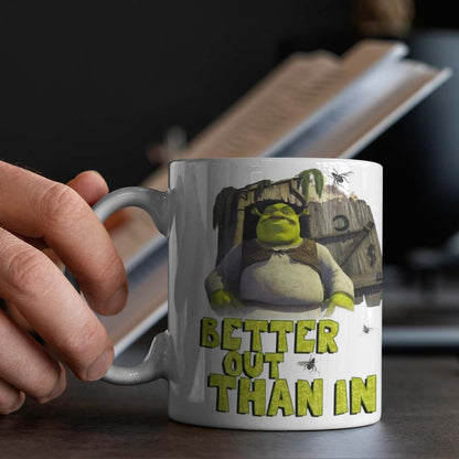 1 piece Amusing Ceramic Mug with "Better Out Than In" Quote - Food-Safe, No Electricity Required, Perfect for Office, Camping, or Dining - Humorous Quote Coffee Cup