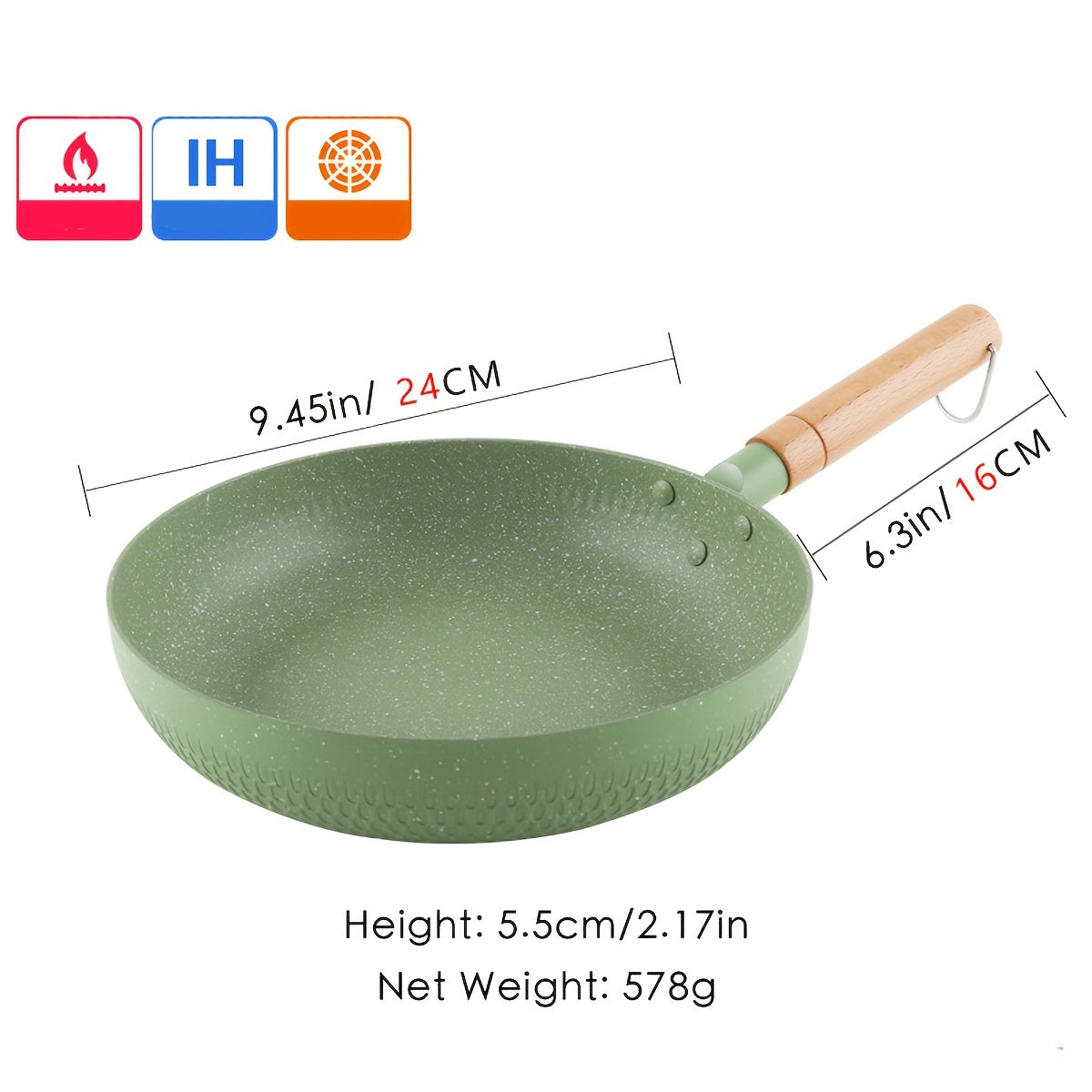 1 Piece Matcha Green Maifan Stone Pan measuring 24cm/9.45 inches, can be used as a Soup Pot, Cooking Pot, Non-stick Noodles Cooking Pot, Hot Milk Soup Pot, Snow Pot, and is essential Kitchenware for your cooking needs.