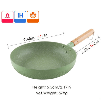 1 Piece Matcha Green Maifan Stone Pan measuring 24cm/9.45 inches, can be used as a Soup Pot, Cooking Pot, Non-stick Noodles Cooking Pot, Hot Milk Soup Pot, Snow Pot, and is essential Kitchenware for your cooking needs.