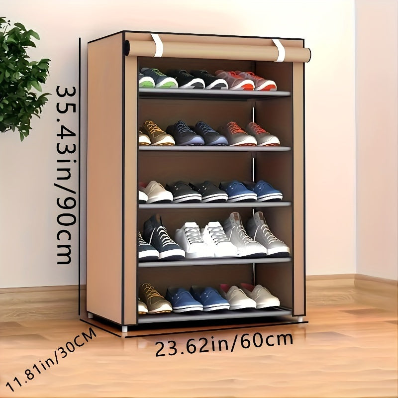 1 Multi-layer Shoe Rack with a Dustproof Curtain, Easy-to-Assemble Shoe Cabinet with Multiple Layers, Space-Saving Shoe Rack with Dustproof Design, Home Storage Organizer for Entryway, Hallway, Bedroom, Living Room, or Dormitory.