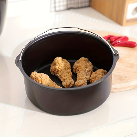 1 piece of heat resistant cake pan with handle, 17.3 cm air fryer basket, essential baking tools for the home kitchen.