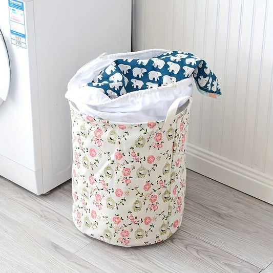 1 piece Floral Print Laundry Basket, collapsible basket for dirty clothes, perfect for storing dolls, laundry hamper, ideal for organizing and storing bathroom, bedroom, living room, or dorm items, enhances home decor.