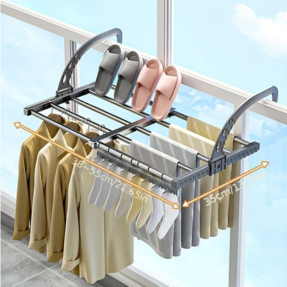 [Top Pick] Over-the-Door Clothes and Shoe Drying Rack - Extendable, Adjustable Hooks for Space Saving Air Circulation, Ideal for Home and Balcony, Drying Racks