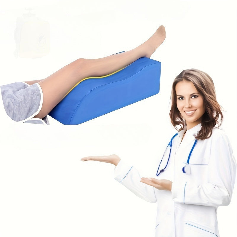 1 piece of an ergonomic high-density foam leg elevation pillow made of polyester fiber, designed for adults to provide support and relief for the legs and back. Ideal for relaxation, post-surgery recovery, pregnancy, acid reflux, and improving