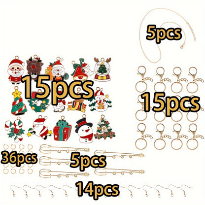 ZJ Zhijia Jewelry presents the Christmas Collection featuring a set of 90pcs cute cartoon themed alloy enamel pins and charms. Perfect for DIY craft supplies for cosplay, party decorations, keychains, earrings, and necklaces. This festive accessories kit