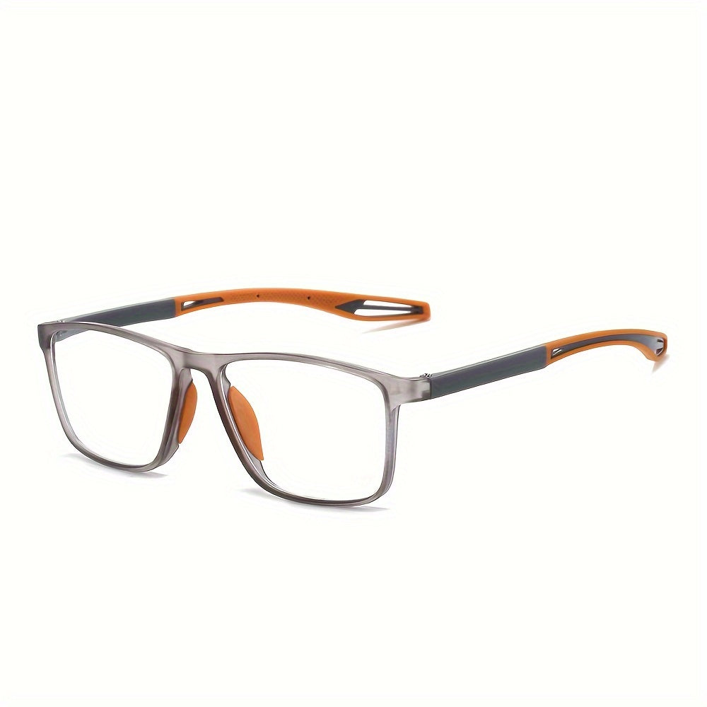 [Top Pick] GzHilovingL Sporty TR90 Reading Glasses - Lightweight, Blue Light Blocking, Stylish Smoky Gray Rectangular Frame with Orange Detail, Unisex Comfortable Fit, High Quality Optical Eyewear with Diopter Range up to +4.0, GZHILOVINGL