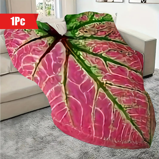 1 piece Leaf Shaped Flannel Blanket featuring a creative Leaf Veins Print design. This cozy and soft throw blanket is perfect for couches, beds, sofas, camping, and traveling. It is a multi-purpose, all-season blanket that makes a great gift for adults.