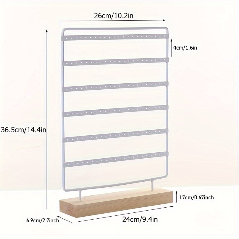 1 органайзер для сережек с 6-слойной металлической подставкой для украшений и деревянной основой, идеально подходит для демонстрации и продажи сережек-гвоздиков.