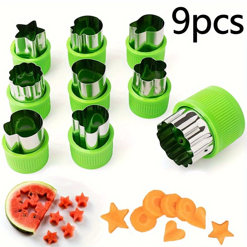 Stainless Steel Cookie and Vegetable Cutter Set with 9 Pieces - Great for Kids' Baking, Mini Pies, and Fruit Decorations - Perfect for Both Special Occasions and Daily Cooking