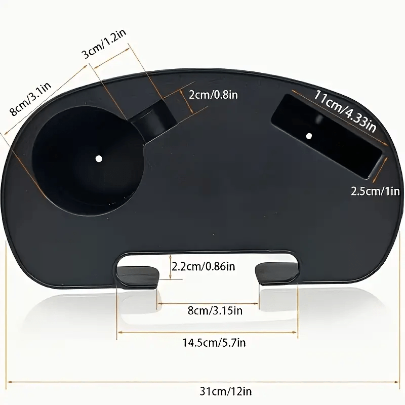 1 Oval Cup Holder for Lounge Chair, Attaches to Side of Chair, Includes Phone Slot, Cup Holder, and Snack Tray in Black