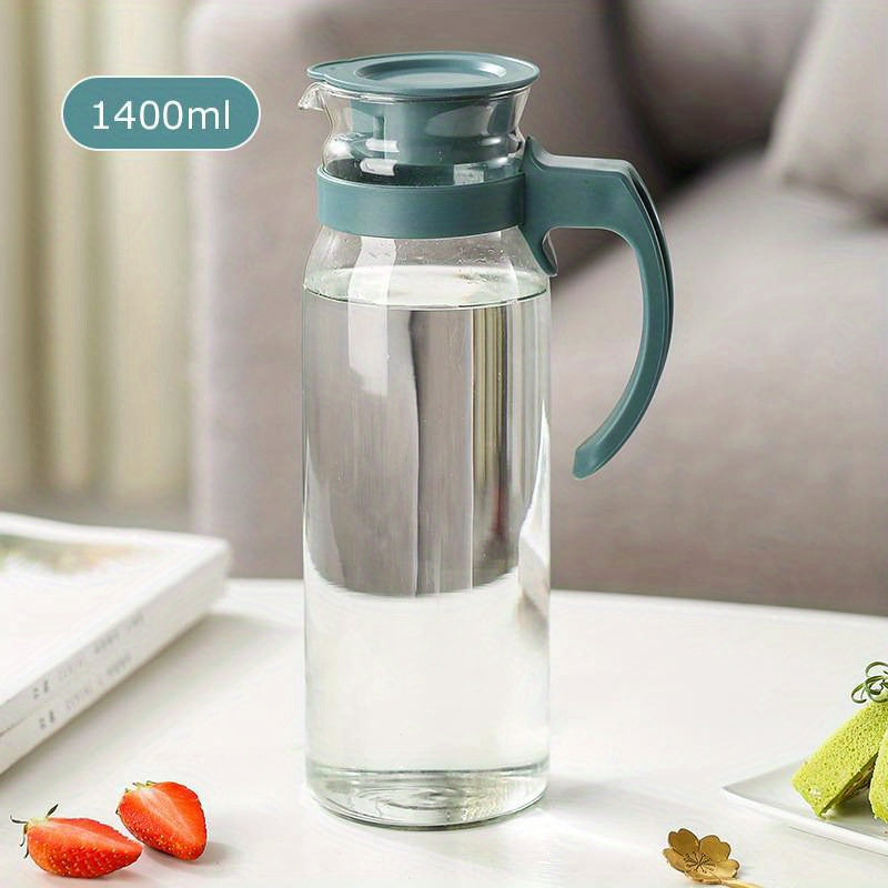 [Best-Selling] Stylish Large Glass Water Jug with Handle - Available in 800/1100/1400ml, Perfect for Cold Drinks, High-Temperature Resistant for Home Use and Kitchen Storage|Unique Handle Design|Made with Durable Borosilicate Glass