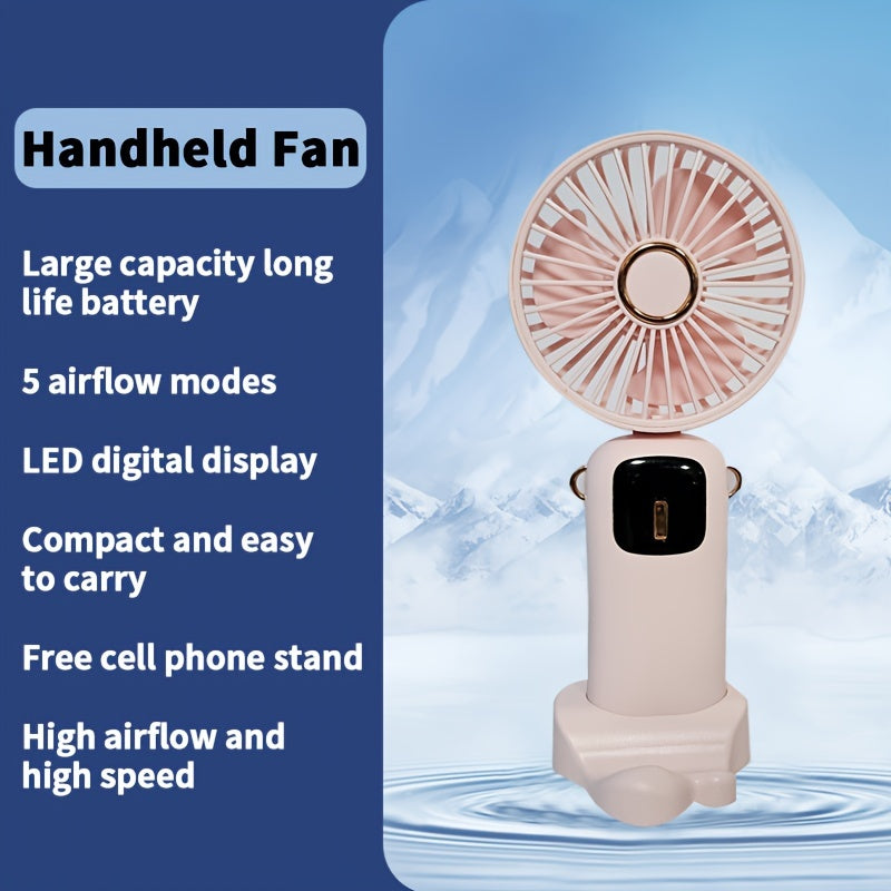 [1 Piece Portable Folding Mini Fan] Stay cool wherever you go with the JKUOO Portable Folding Mini Fan. This USB rechargeable fan features an LED display, quiet operation, and durable plastic construction. With button control and a lithium battery, it's