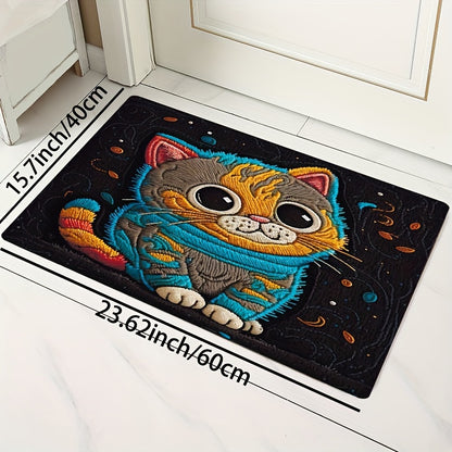 [Top Pick] Adorable Cartoon Cat Plush 8mm Indoor Rug - Easy to Clean, Ideal for Bathroom, Kitchen, Living Room & Bedroom