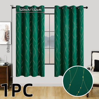 1 piece of geometric pattern curtain with heat insulating properties, featuring an oil print design for blackout purposes. This curtain has grommet top details and is suitable for home decor in the bedroom, living room, office, and study room.