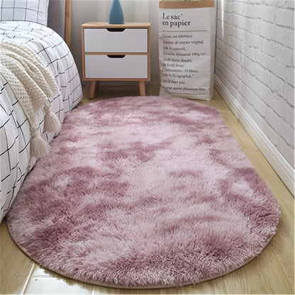 [Best-Selling] Plush Tie-Dye Oval Mat | Made with Ultra-Soft Polyester Fiber | Thick, Durable & Easy to Clean | Perfect for Bedroom or Living Room | Enhances Coziness and Adds Texture | Ideal Rugs for Living Room