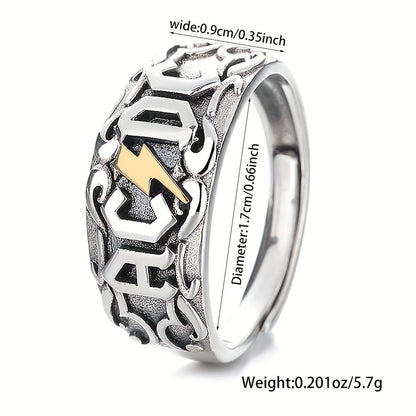 (Total Weight: 5.7g) This 1PC Women's Fashion Personality Ring is made of 925 Sterling Silver and features a vintage distressed unisex style with letter design. This open ring is perfect for adding a touch of fashion temperament to your look, and is