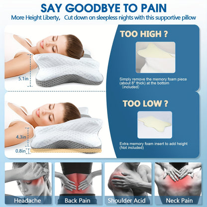 - Orthopedic Ergonomic Pillow with 1pc Cervical Pillow for Neck and Shoulder Support
- Designed with Ear Piercing Design Memory Foam for Comfort
- Ideal for Contour Bed Side, Back, and Stomach Sleepers