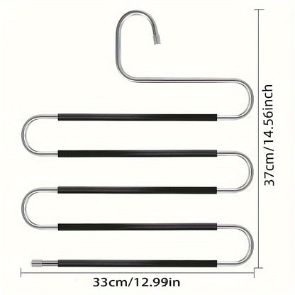 1 piece of 5-layer stainless steel non-slip pants hanger set for home, measuring 36.98cm by 35.99cm.