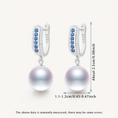 Yueying Gift Box: A must-have pair of 11-12mm large grain, strong light, micro-flawless round natural freshwater pearl dangle earrings for women's fashion. Made with S925 silver, these earrings come in a beautiful gift box. Please note that due to the