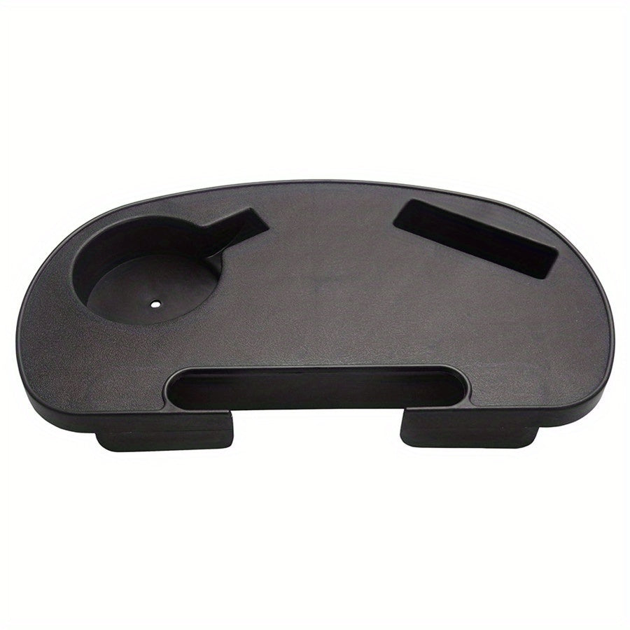 1 Oval Cup Holder for Lounge Chair, Attaches to Side of Chair, Includes Phone Slot, Cup Holder, and Snack Tray in Black