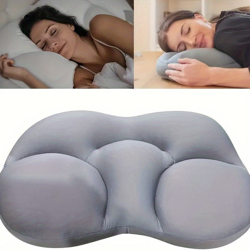 1 piece Ergonomic 3D Sleeping Egg Pillow - Medium Firmness Polyester Fiber, Portable Neck Support for Side and Back Sleepers, Foam Filled, Easy to Maintain, Lightweight Travel Cushion