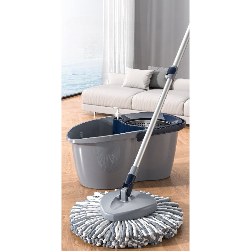 - Efficiently clean your living room floors with the 1pc Spin Mop and Bucket set, featuring an easy wring mop for quick and effective cleaning. This manual rotating mop also includes a dehydration function for easy water removal.