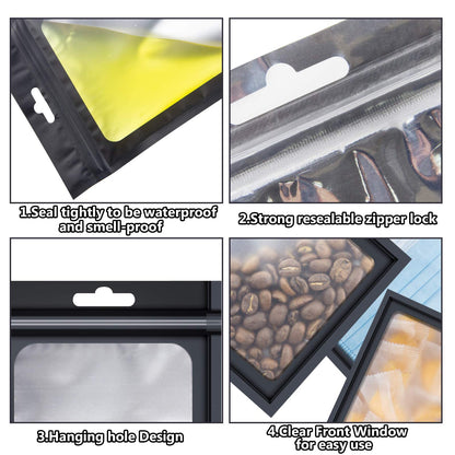 [Top Pick] Get 100pcs of Holographic Reusable Sealable Zipper Food Storage Bags with Aluminum Foil and Polyester Film. These Anti-Odor Plastic Bags have a Flat Transparent Window for Packaging, perfect for Party Food, Candy, Jewelry, and Lip Gloss.