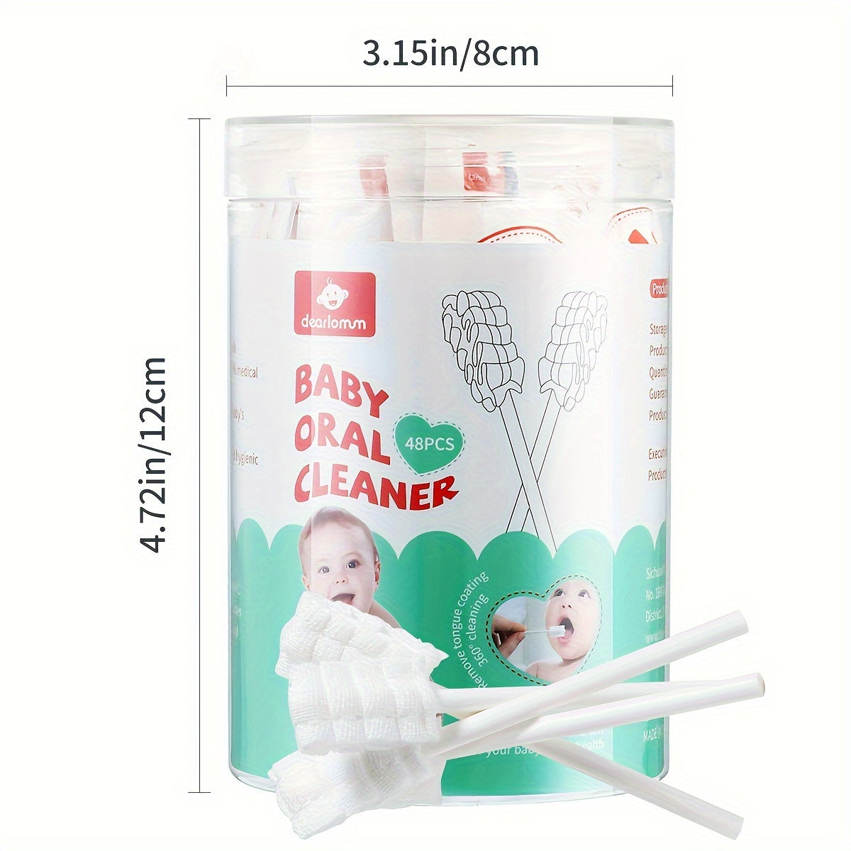 Youngsters, ensure your oral hygiene with the Dearlomum tongue cleaner, toothbrush, and disposable toothbrushes. This set includes 48pcs of disposable toothbrushes designed for ages 0-36 months, along with a gauze gum cleaner for a thorough mouth